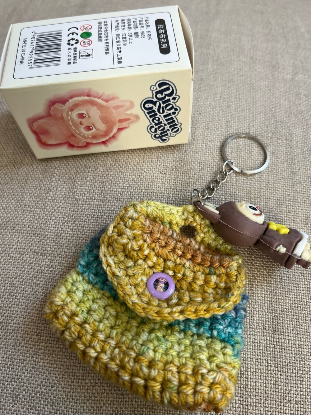 Handmade Crochet Mini Bag with Labubu Style Keychain Charm 3” New Gift - Picture 3 of 6
